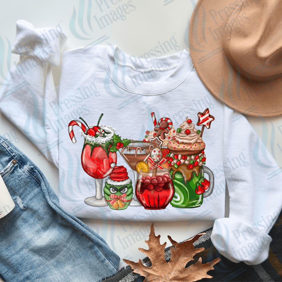 DTF 2832 Christmas cocktails red - Pressing Images