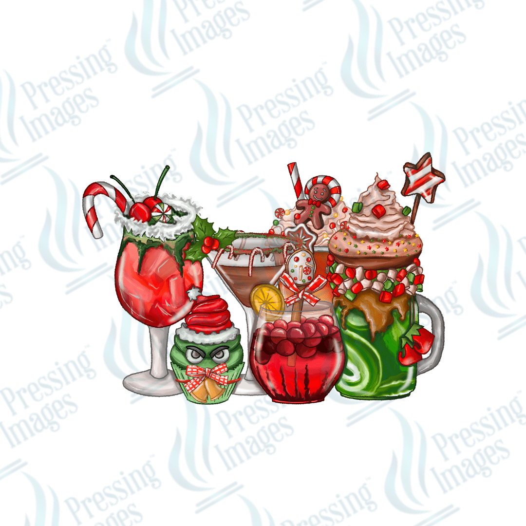 DTF 2832 Christmas cocktails red - Pressing Images