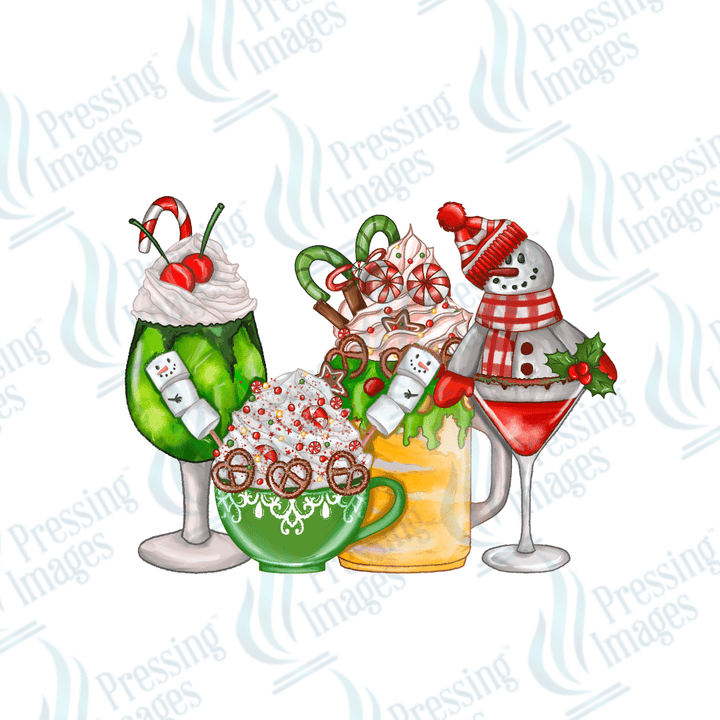 DTF 2833 Christmas cocktails green - Pressing Images