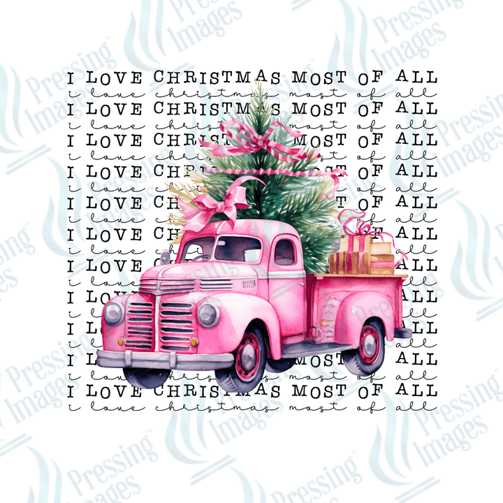 DTF 2842 Pink truck I love Christmas most of all - Pressing Images