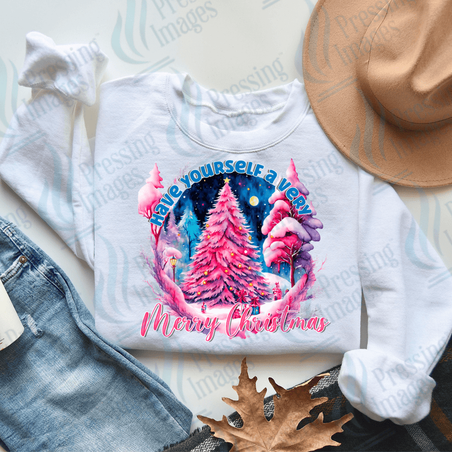 DTF 2844 Pink Merry Christmas - Pressing Images