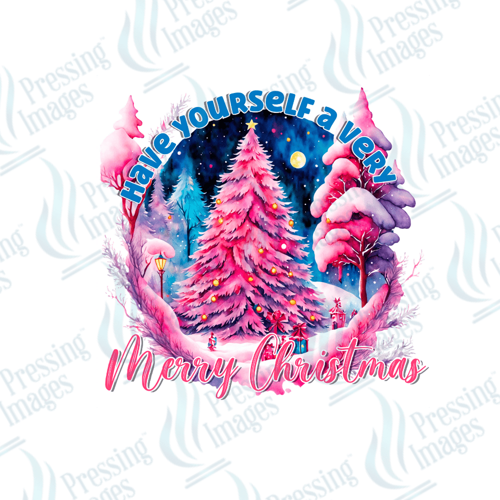 DTF 2844 Pink Merry Christmas - Pressing Images