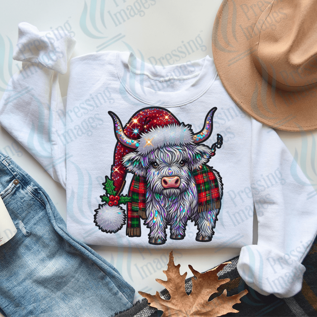 DTF 2857 Sparkle Christmas highland - Pressing Images