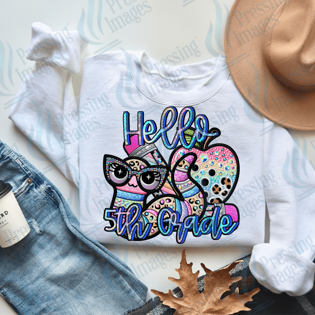 DTF 2867 Hello bookworm back to school - Pressing Images