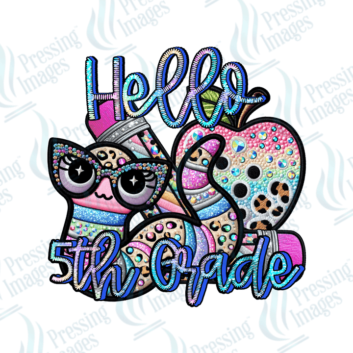 DTF 2867 Hello bookworm back to school - Pressing Images