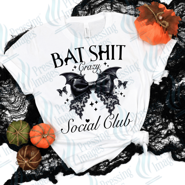 DTF 2919 Black bow batshit crazy social club - Pressing Images