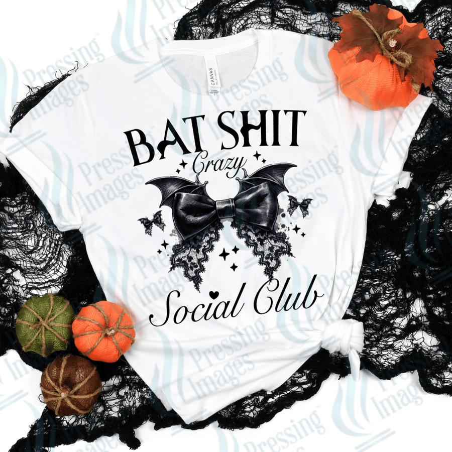 DTF 2919 Black bow batshit crazy social club - Pressing Images