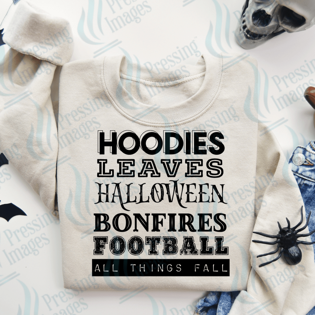 DTF 2978 Hoodies leaves halloween - Pressing Images