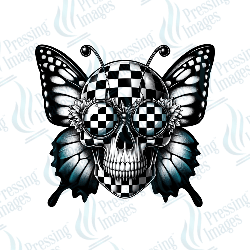 DTF 2984 Checker butterfly - Pressing Images