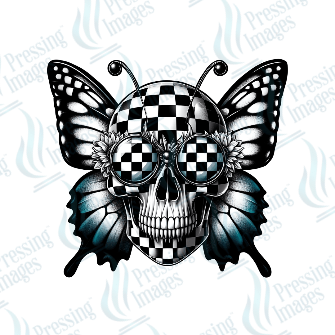 DTF 2984 Checker butterfly - Pressing Images