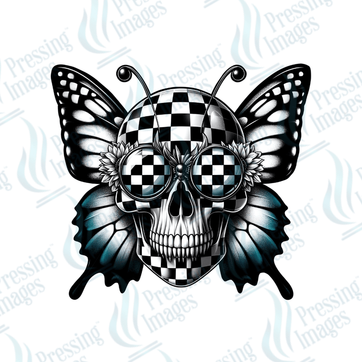 DTF 2984 Checker butterfly - Pressing Images