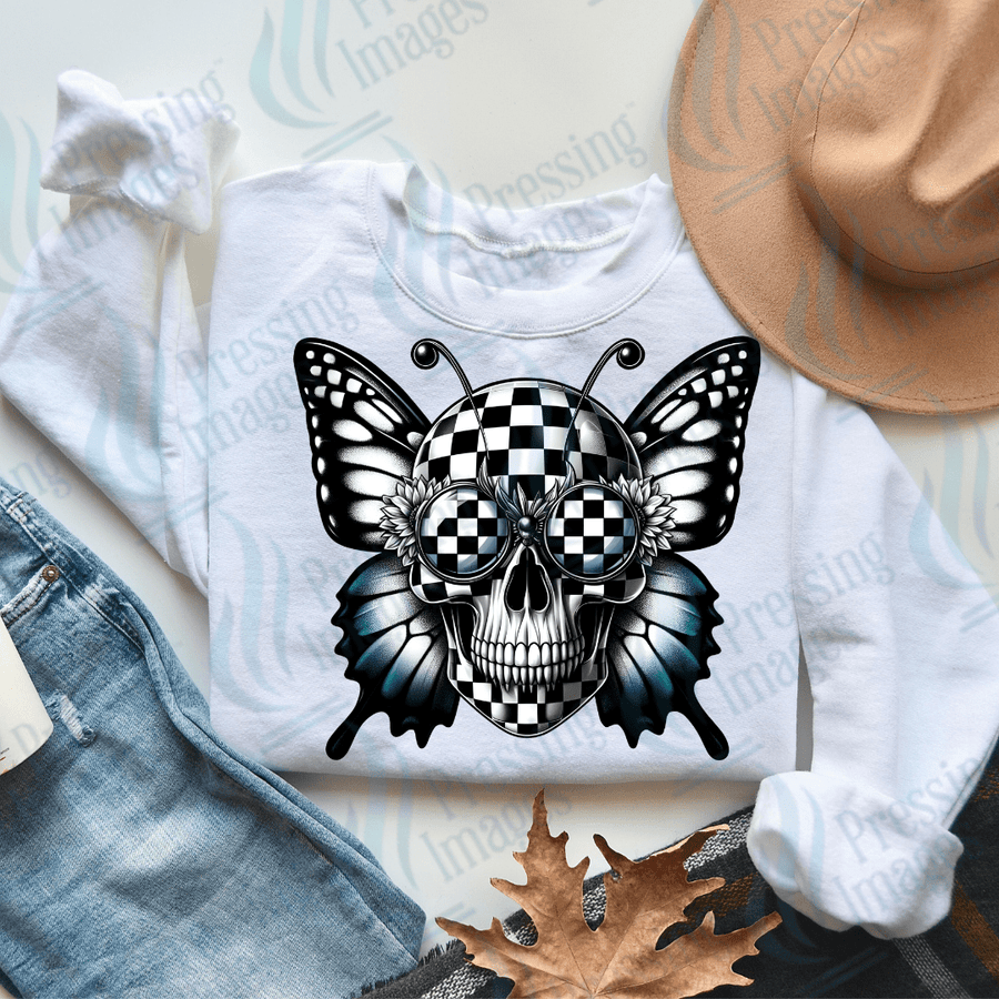 DTF 2984 Checker butterfly - Pressing Images