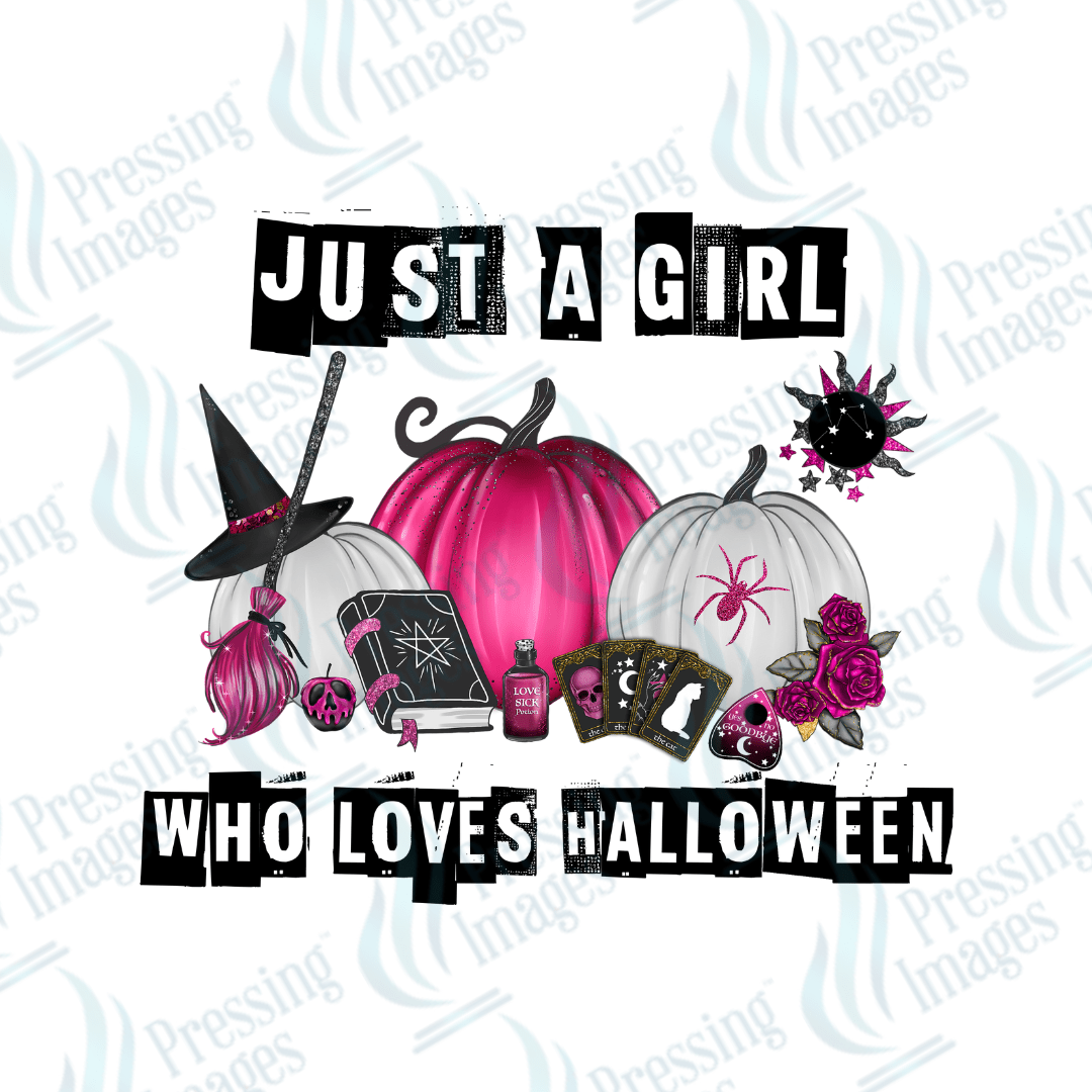 DTF 3012 Just a girl who loves halloween - Pressing Images