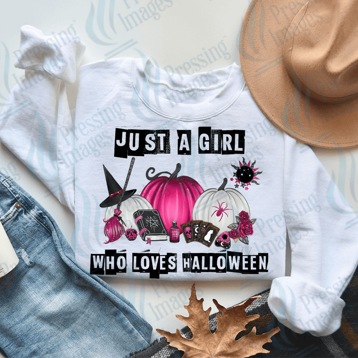 DTF 3012 Just a girl who loves halloween - Pressing Images