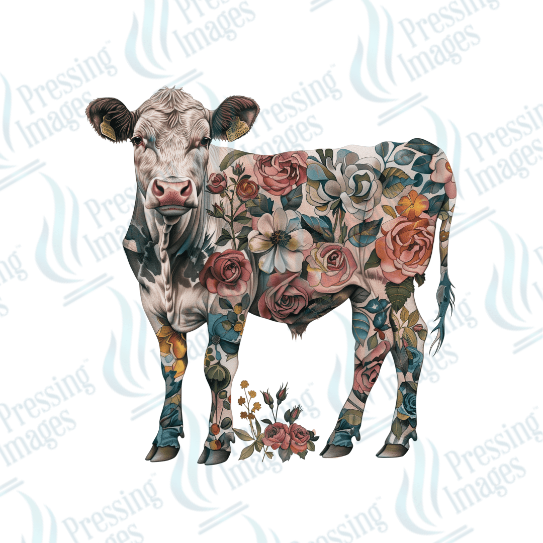 DTF 3084 Flower cow - Pressing Images