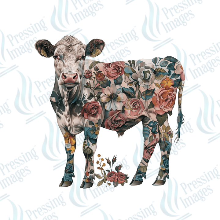 DTF 3084 Flower cow - Pressing Images