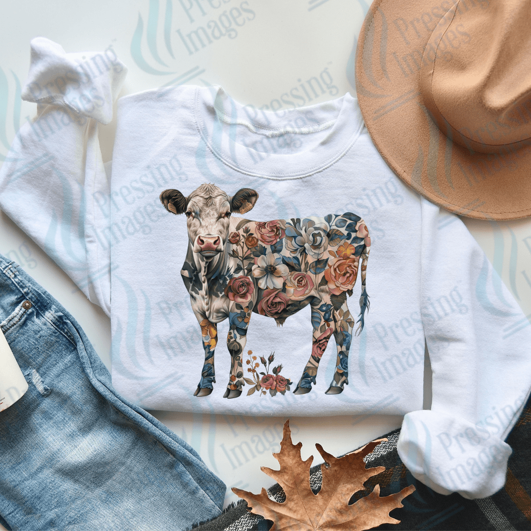 DTF 3084 Flower cow - Pressing Images