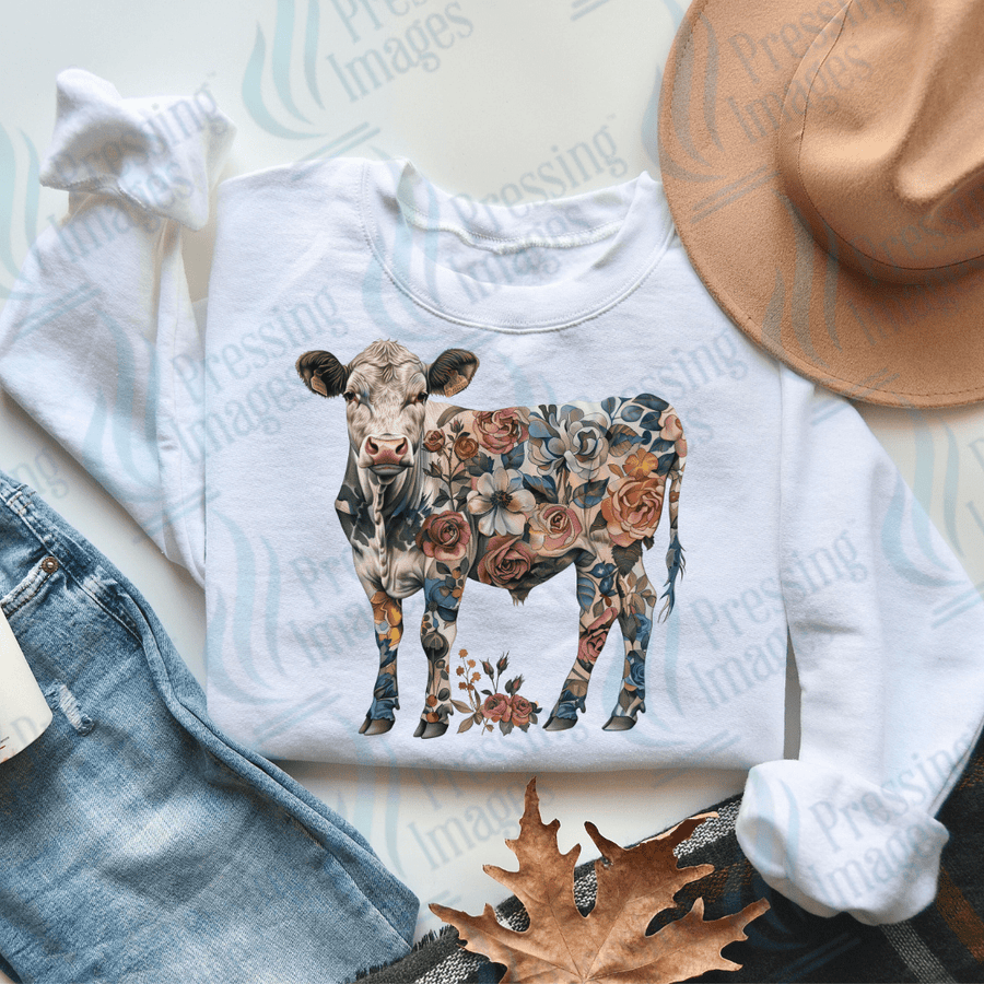 DTF 3084 Flower cow - Pressing Images