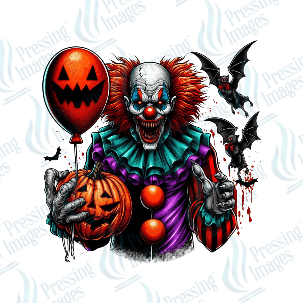 DTF 3121 Creepy clown and bats - Pressing Images