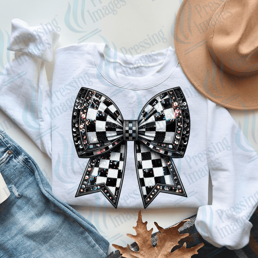 DTF 3137 Checkered bow - Pressing Images