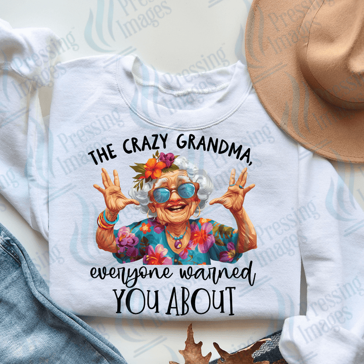 DTF 3161 Crazy Grandma - Pressing Images