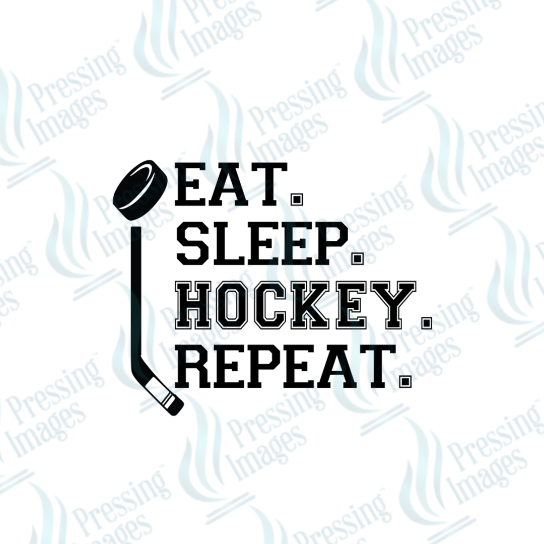 DTF 3164 Eat sleep hockey repeat - Pressing Images