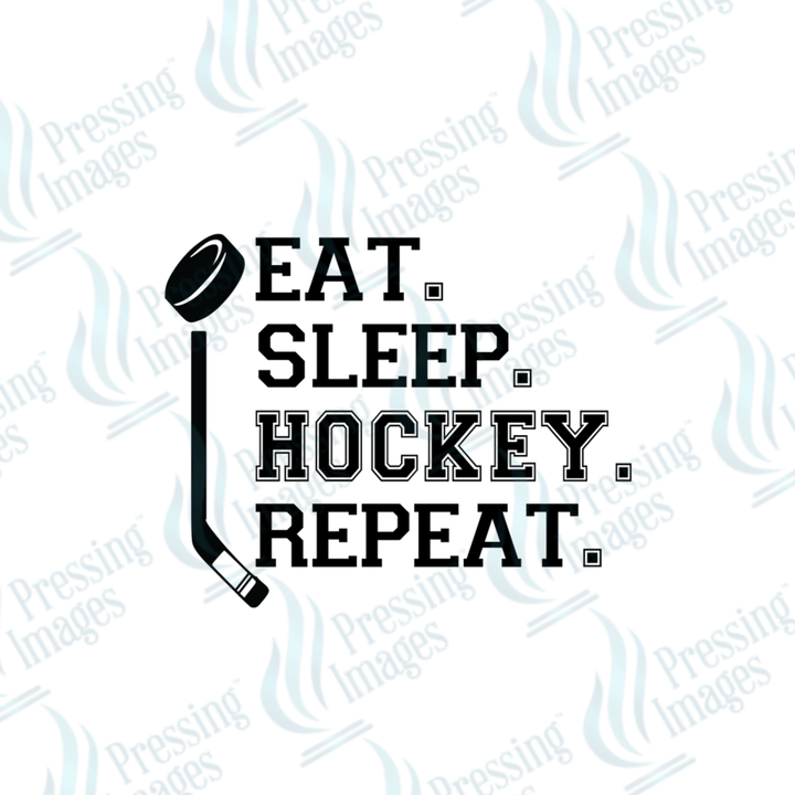 DTF 3164 Eat sleep hockey repeat - Pressing Images