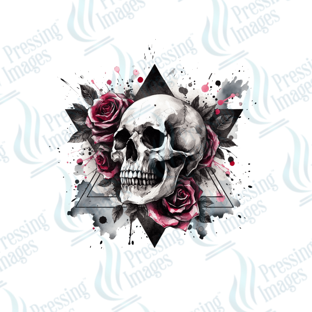DTF 3185 Skull roses - Pressing Images
