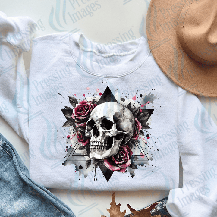 DTF 3185 Skull roses - Pressing Images