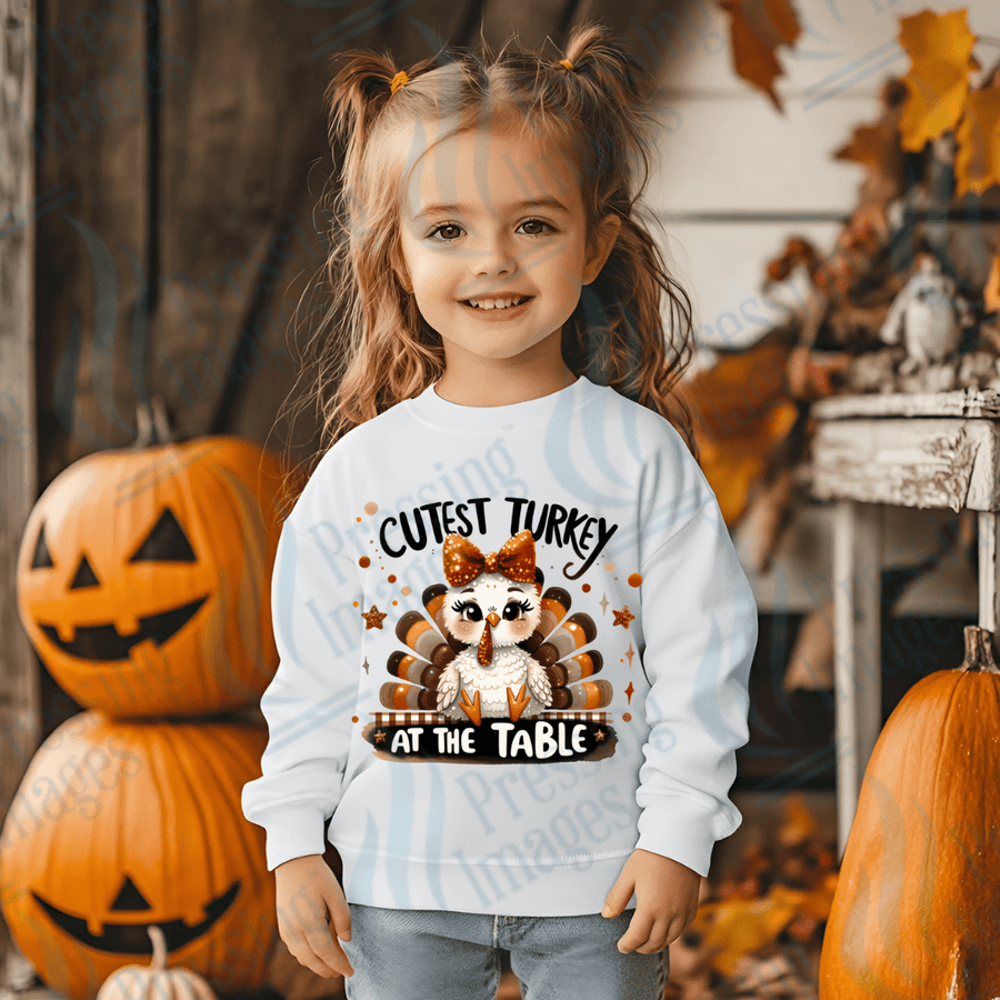 DTF 3208 Cutest turkey at the table - Pressing Images