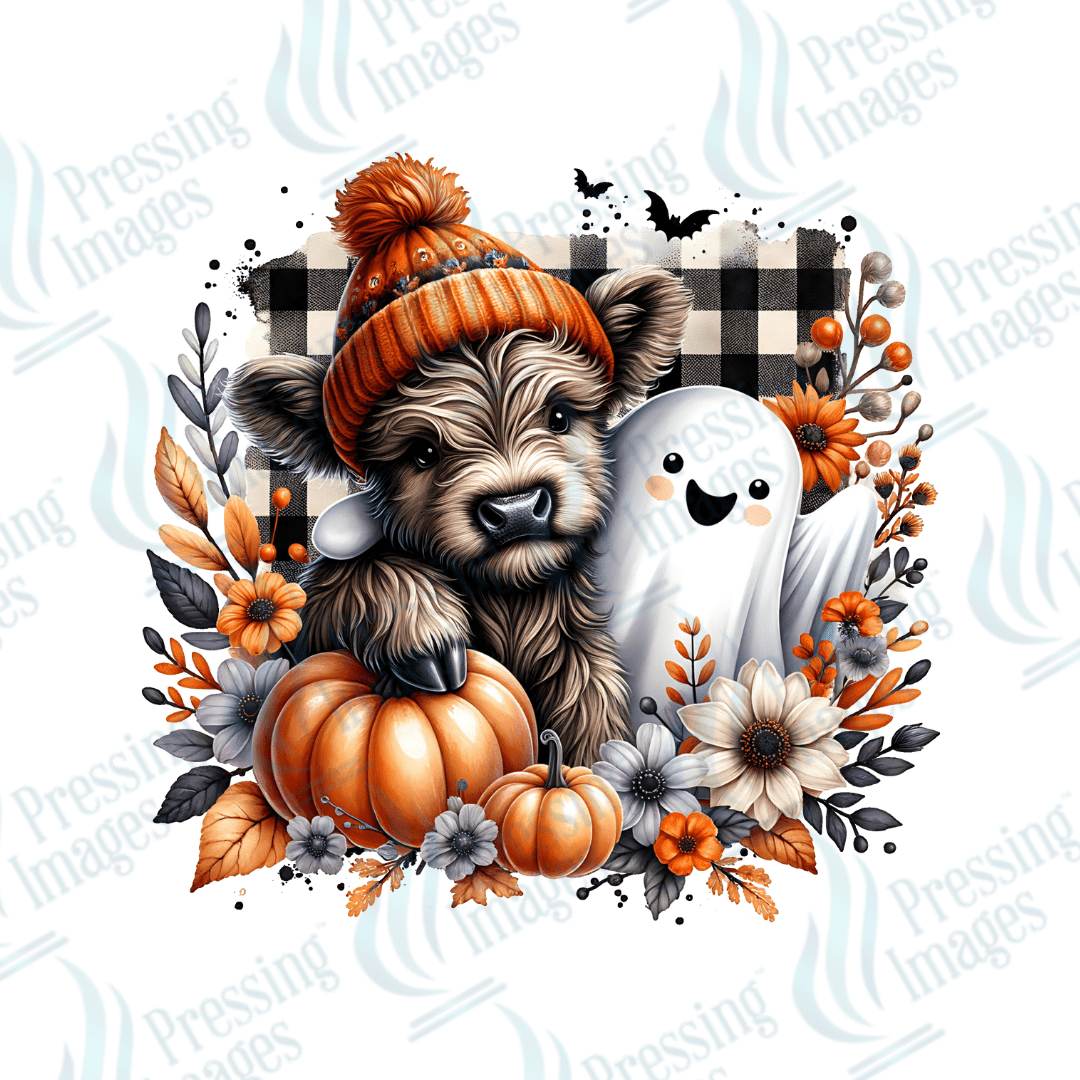 DTF 3215 Fall highland cow - Pressing Images