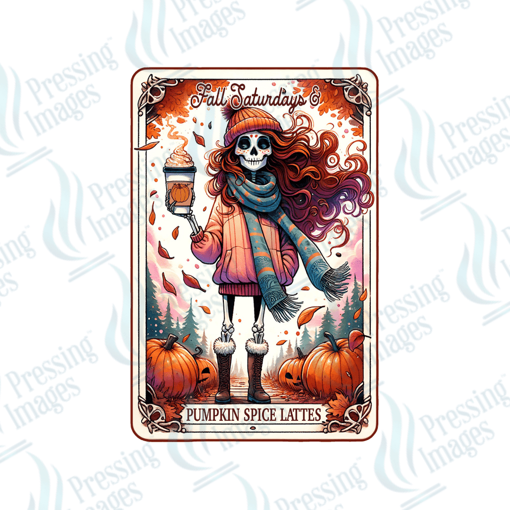 DTF 3216 Fall pumpkin latte tarot - Pressing Images