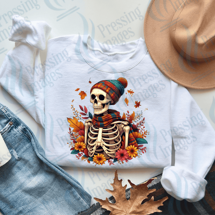 DTF 3232 Tis the season fall skeleton - Pressing Images