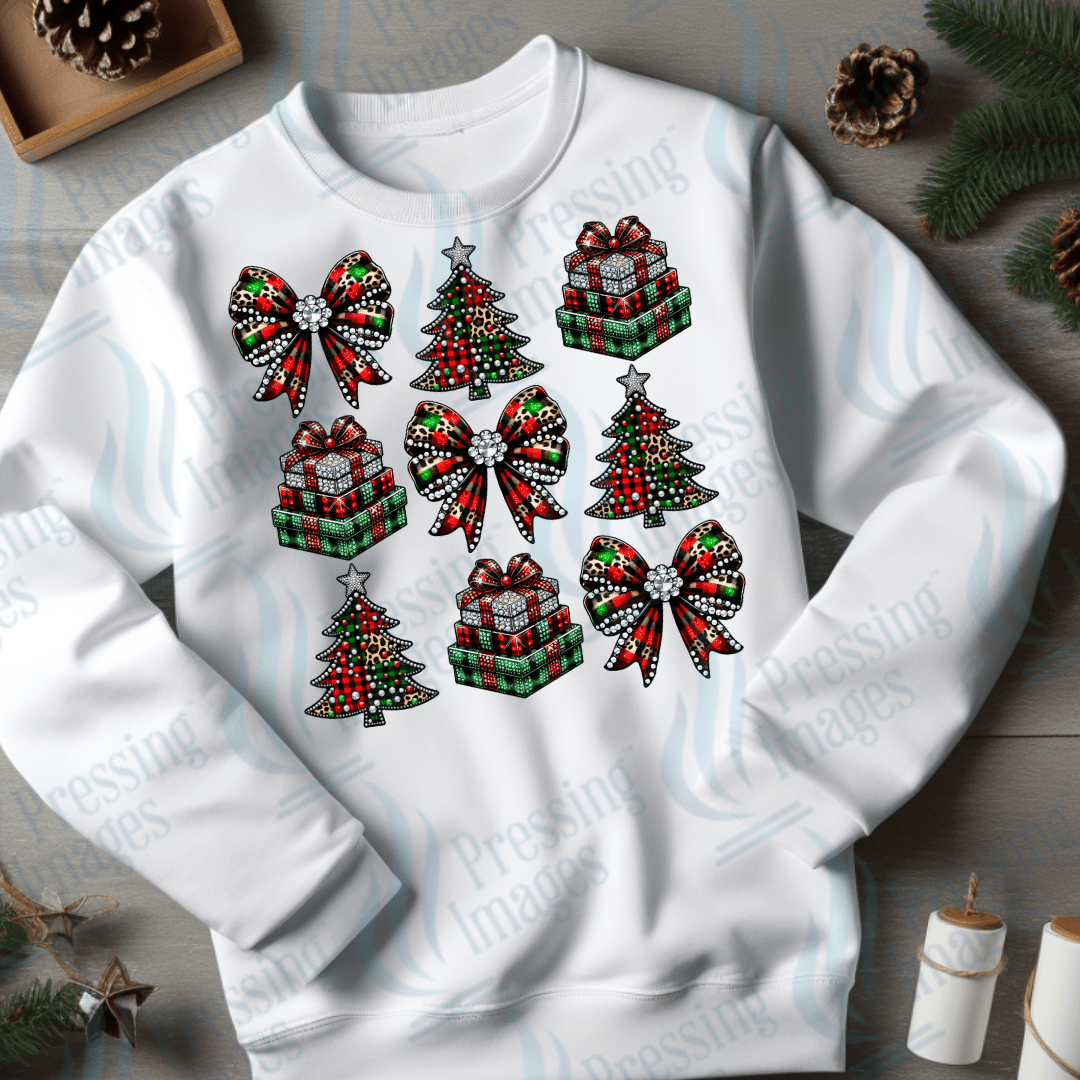 DTF 3249 Leopard plaid Christmas - Pressing Images