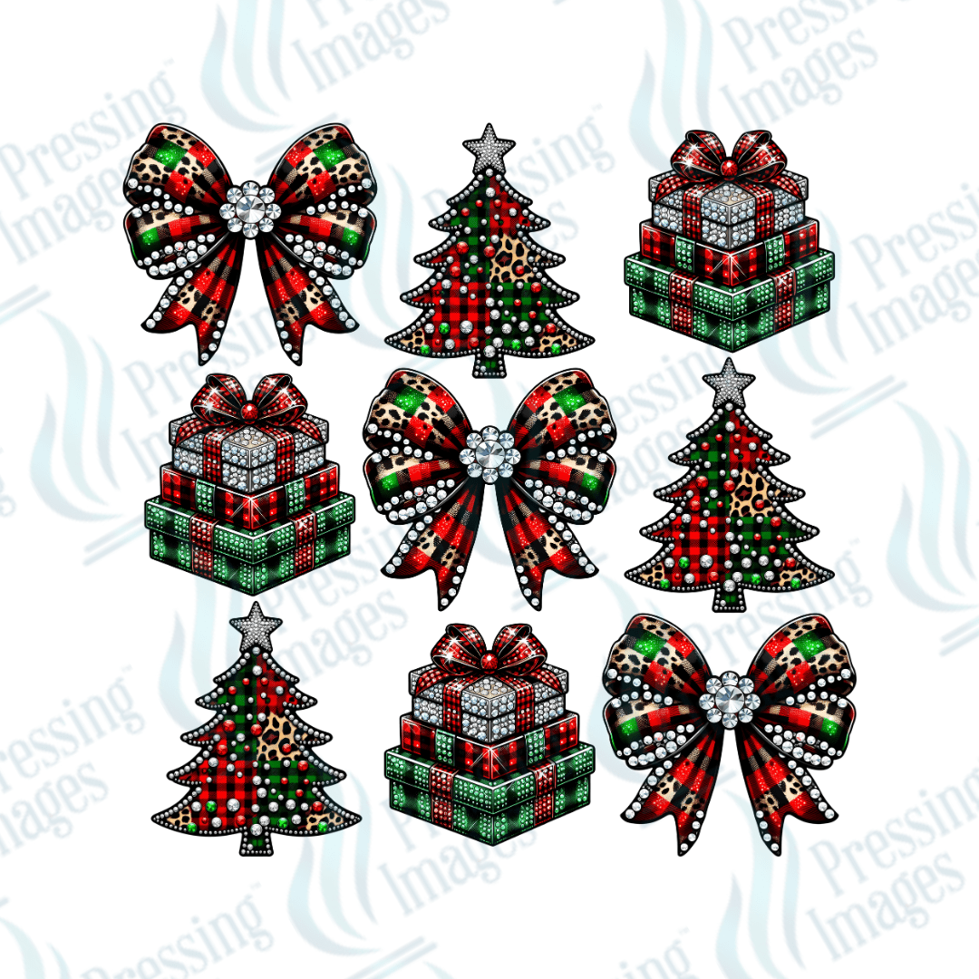 DTF 3249 Leopard plaid Christmas - Pressing Images