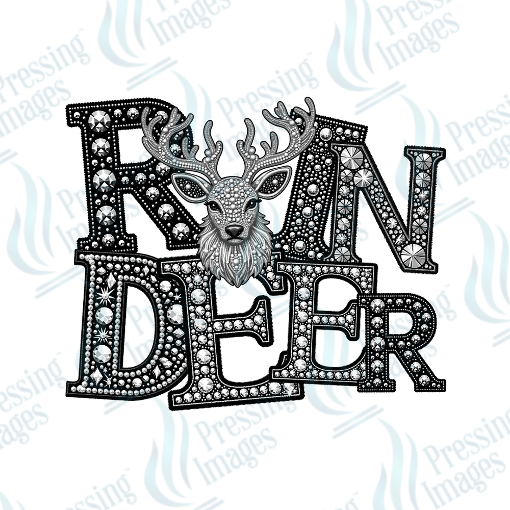 DTF 3263 Reindeer rhinestone - Pressing Images