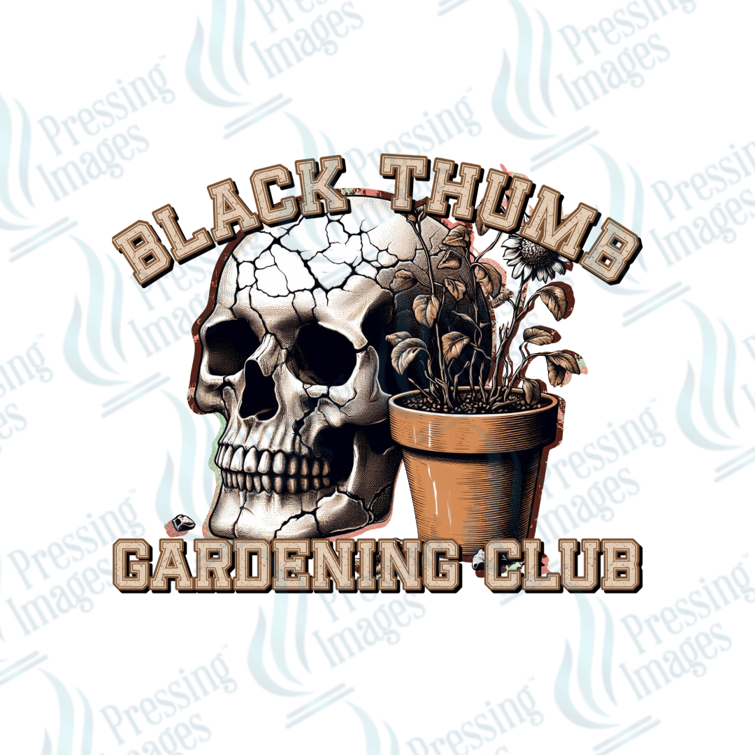 DTF 3294 Black thumb gardening club - Pressing Images