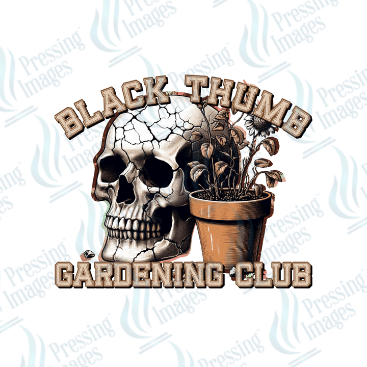 DTF 3294 Black thumb gardening club - Pressing Images