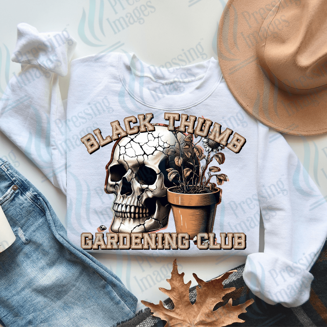 DTF 3294 Black thumb gardening club - Pressing Images