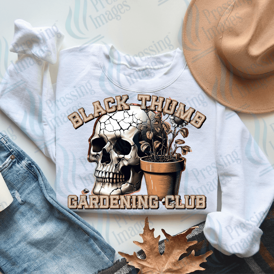 DTF 3294 Black thumb gardening club - Pressing Images