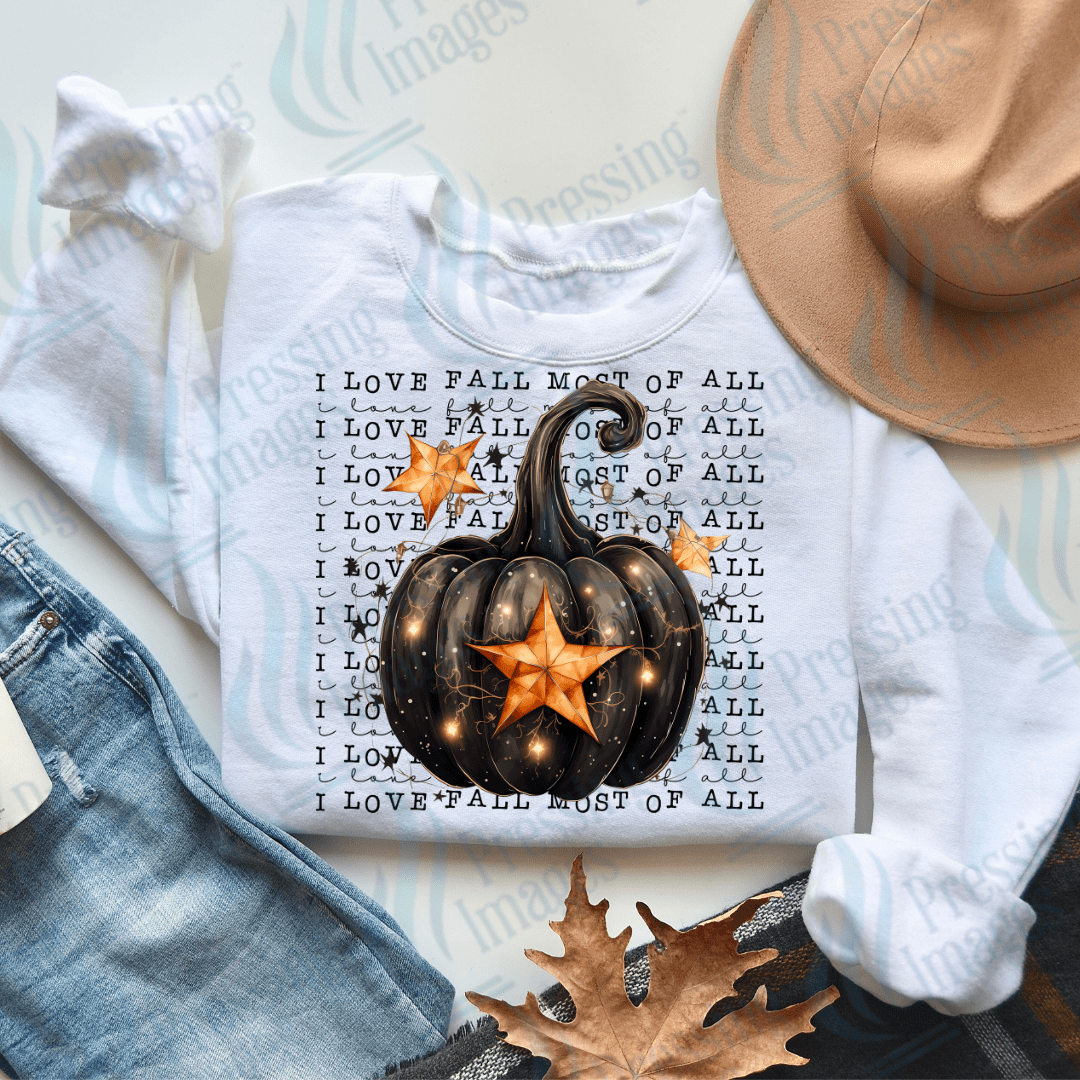 DTF 3300 I love fall most of all black pumpkin - Pressing Images