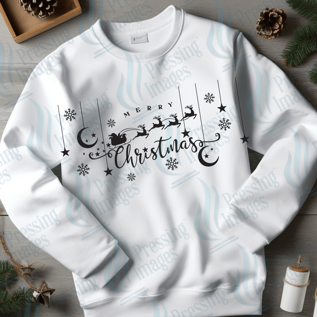 DTF 3420 Merry Christmas Santa sleigh - Pressing Images