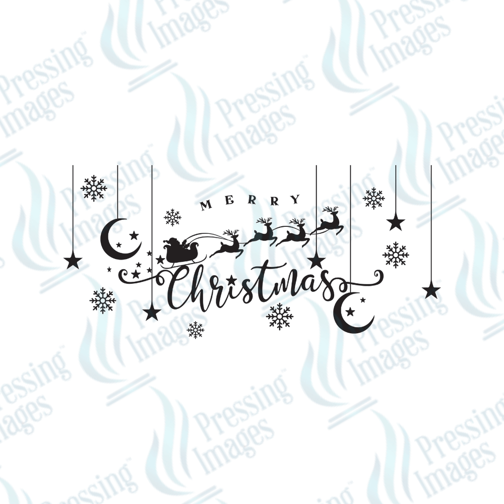DTF 3420 Merry Christmas Santa sleigh - Pressing Images