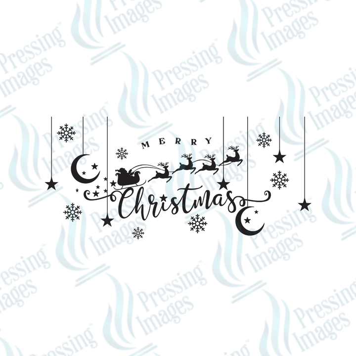DTF 3420 Merry Christmas Santa sleigh - Pressing Images