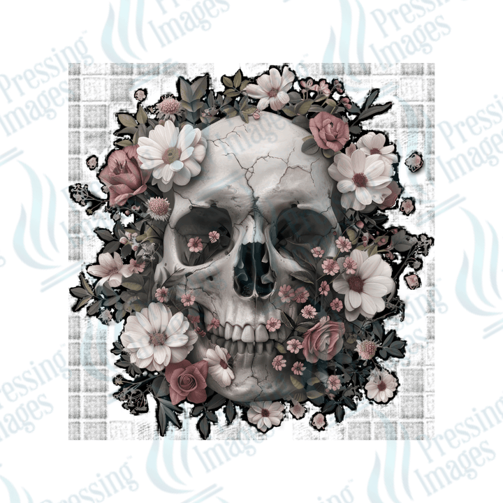 DTF 3429 Skull flowers - Pressing Images