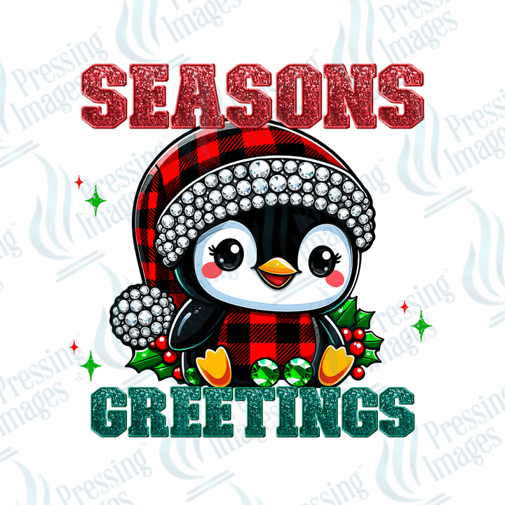 DTF 3450 Season's greetings penguin - Pressing Images