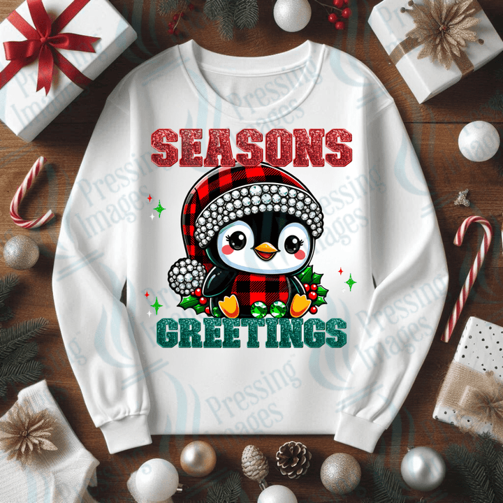 DTF 3450 Season's greetings penguin - Pressing Images