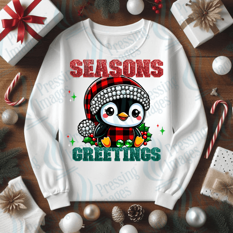 DTF 3450 Season's greetings penguin - Pressing Images