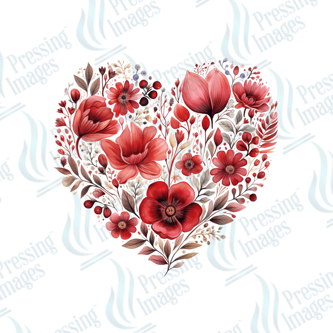DTF 3484 Floral heart - Pressing Images