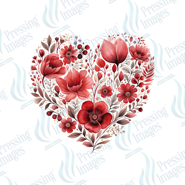 DTF 3484 Floral heart - Pressing Images